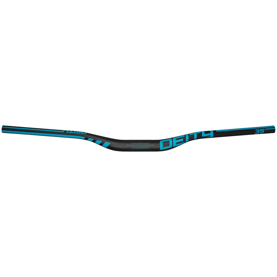 Deity Components Speedway 35 Handlebar - Carbon, 30mm Rise, 810mm Width, 35mm Clamp, Black w/Turquoise - Handlebars - Bicycle Warehouse