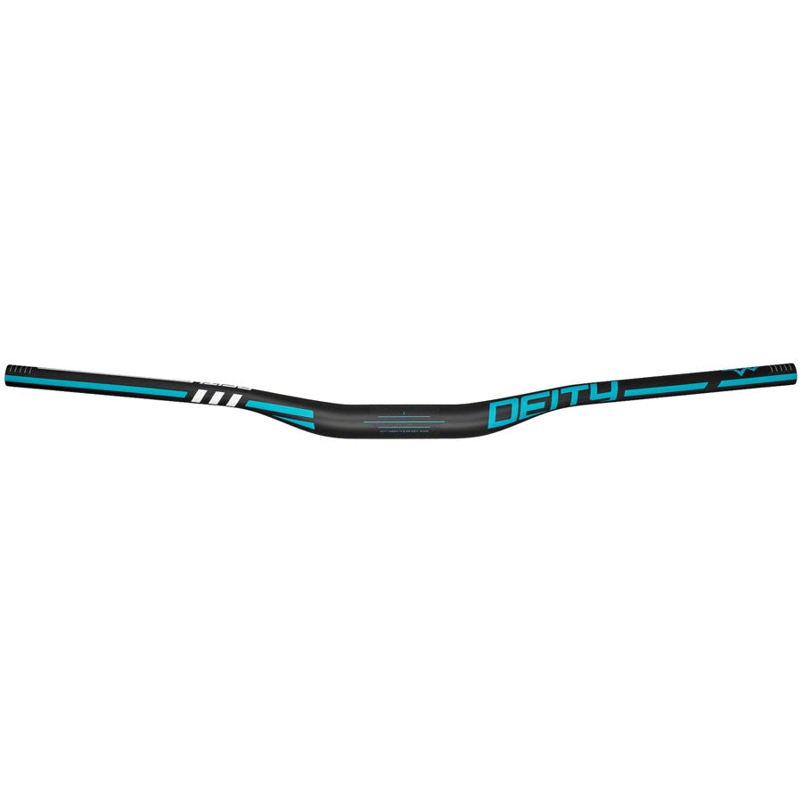 Deity Components Skywire 35 Handlebar: 15mm Rise, 800mm Width, 35mm Clamp, Black w/Turquoise - Handlebars - Bicycle Warehouse