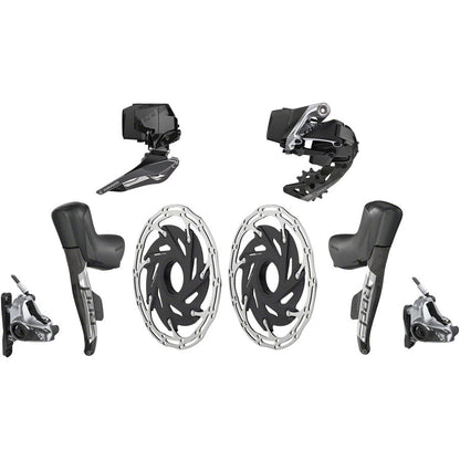 SRAM RED eTap AXS Electronic 2x12-Speed Road Groupset - HRD Brake/Shift Levers, Flat Mnt Disc Brakes, CL Rotors, Front/Rear Derailleurs - Groupsets - Bicycle Warehouse