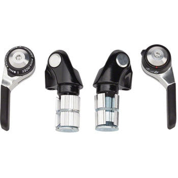 microSHIFT Bar End Shifter Set, 9-Speed Road, Double/Triple, Shimano Compatible, Silver - Shifters - Bicycle Warehouse