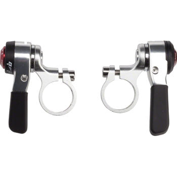 microSHIFT Thumb Shifter Set, 9-Speed, Double/Triple, Shimano Compatible, Silver - Shifters - Bicycle Warehouse
