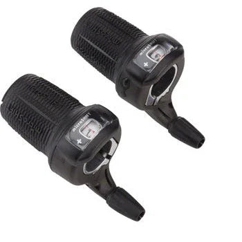 microSHIFT DS85 Twist Shifter Set, 9-Speed, Triple, Optical Gear Indicator, Shimano Compatible - Shifters - Bicycle Warehouse