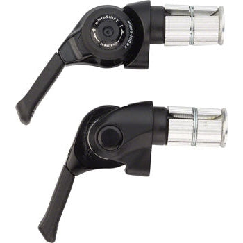 microSHIFT Bar End Shifter Set, 10-Speed Mountain, Double/Triple, Shimano Compatible, Black - Shifters - Bicycle Warehouse