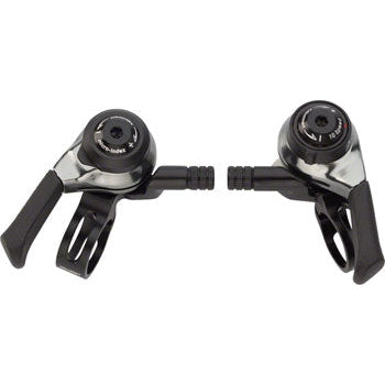 microSHIFT Thumb Shifter Set, 10-Speed Mountain, Double/Triple, Shimano DynaSys Compatible, Black - Shifters - Bicycle Warehouse