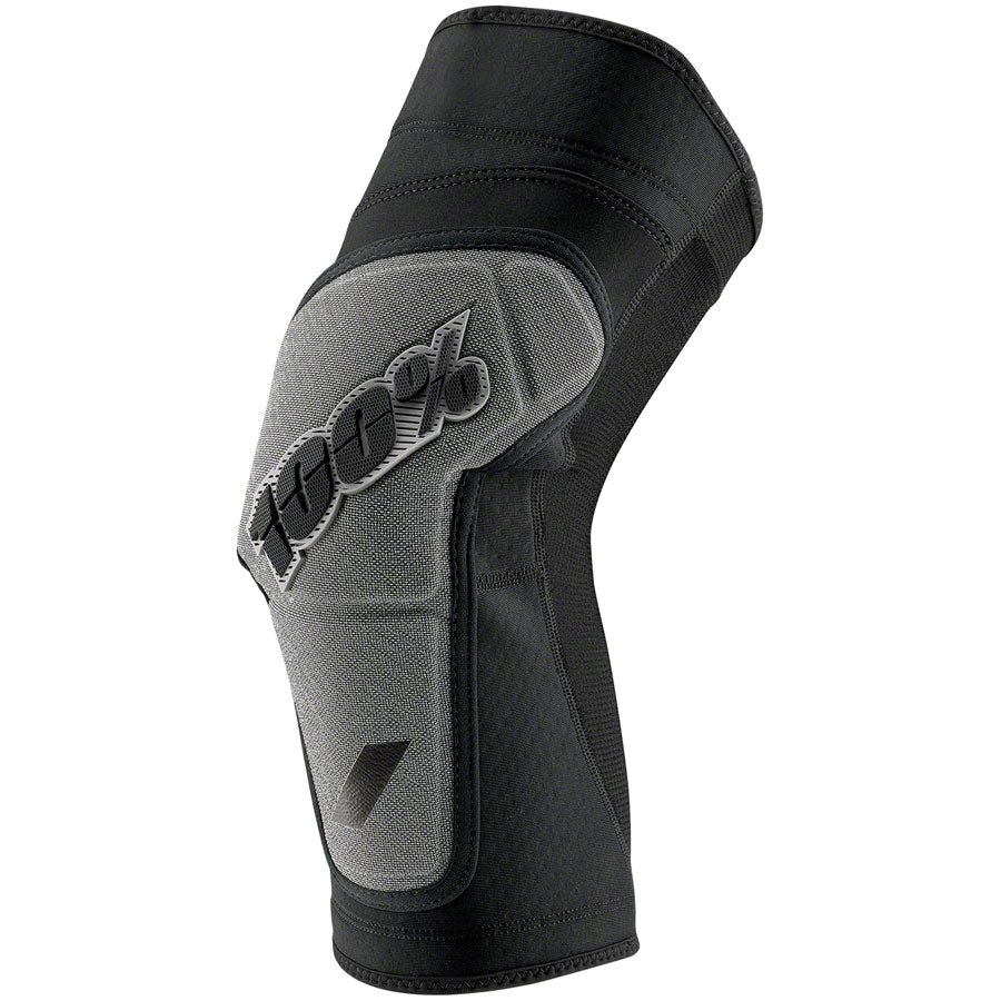100% RIDECAMP Mountain Bike Knee Guards - Black/Gray - Protective - Bicycle Warehouse