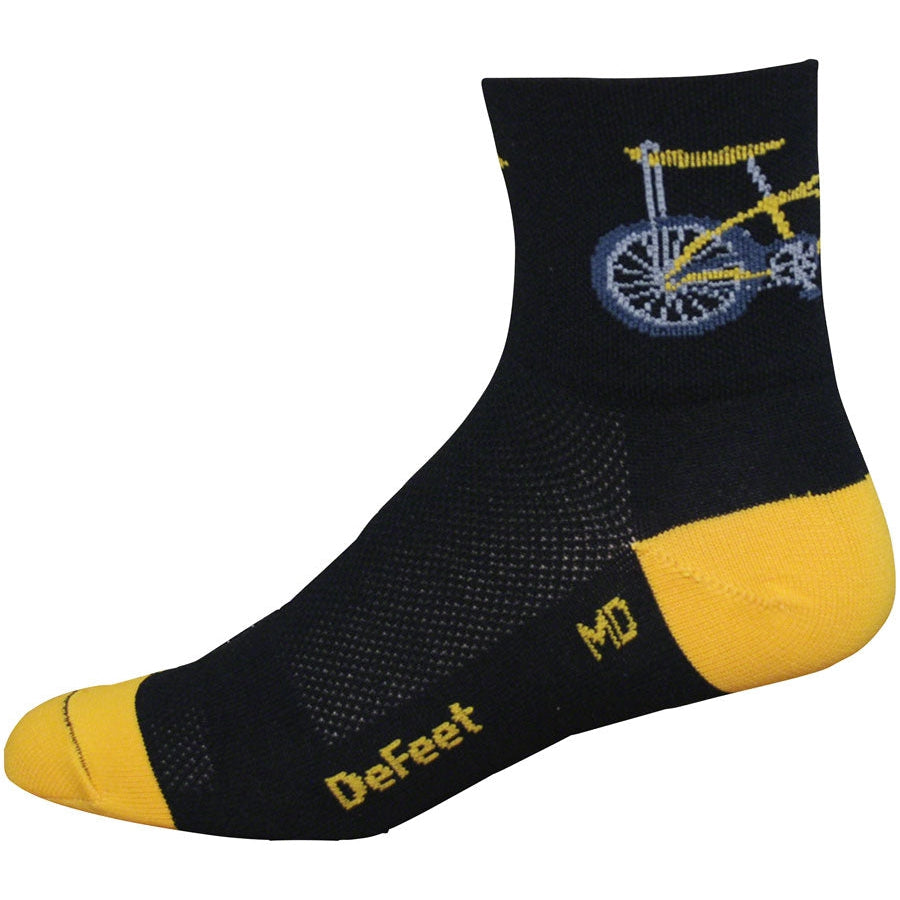 DeFeet Aireator Banana Bike Socks - Black/Yellow - Socks - Bicycle Warehouse