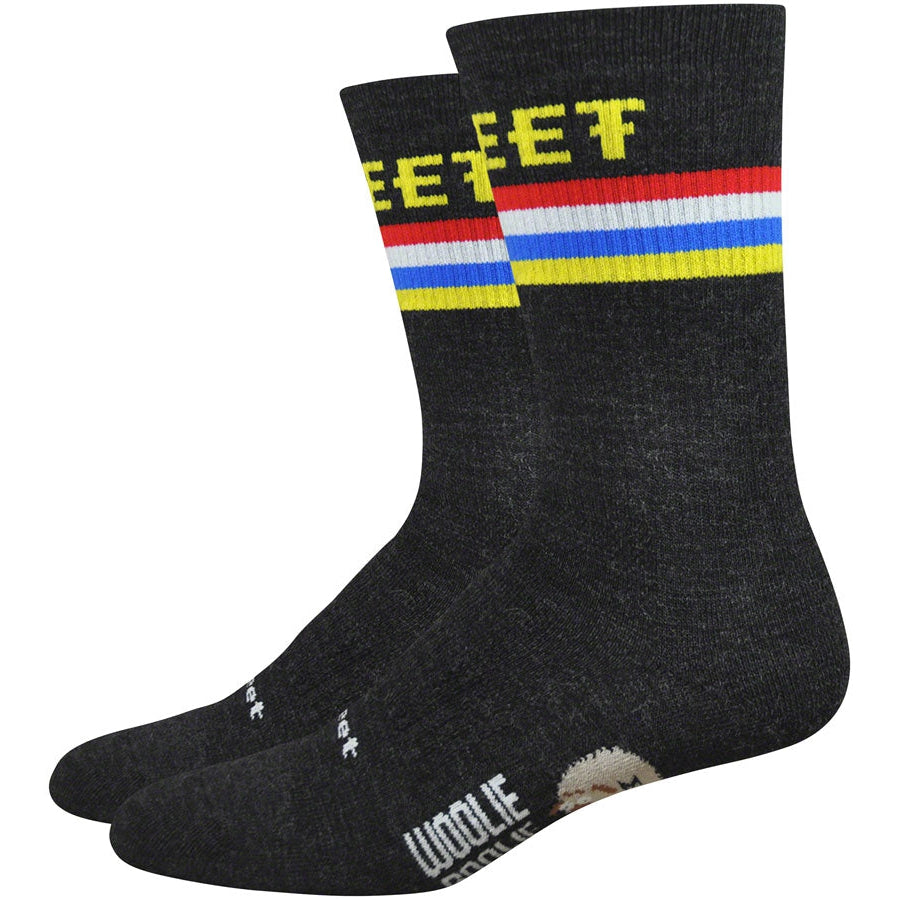 DeFeet Woolie Boolie DeFeet Podium Bike Socks - Black/Yellow - Socks - Bicycle Warehouse