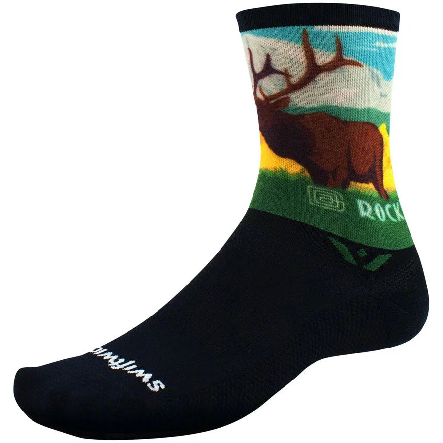 Swiftwick Vision Six Impression National Park Bike Socks - Rocky Mountains - Socks - Bicycle Warehouse