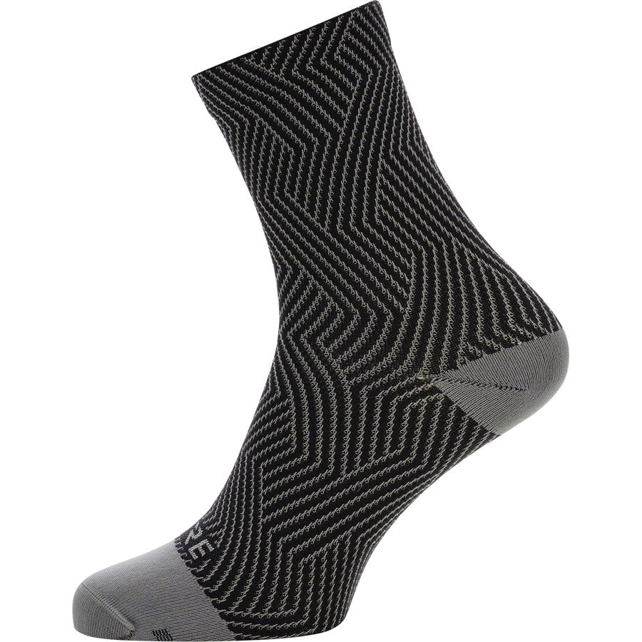 GORE C3 Mid Bike Socks - Gray/Black - Socks - Bicycle Warehouse