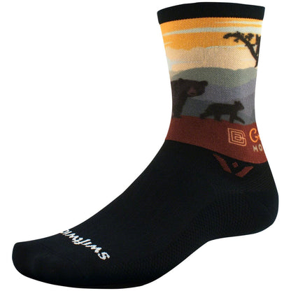 Swiftwick Vision Six Impression National Park Bike Socks - Great Smoky Mountain Bears - Socks - Bicycle Warehouse