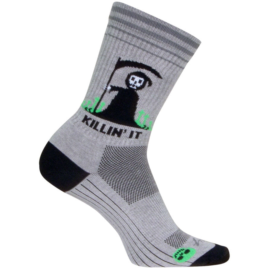 SockGuy Killin' It Crew Bike Socks - Gray - Socks - Bicycle Warehouse