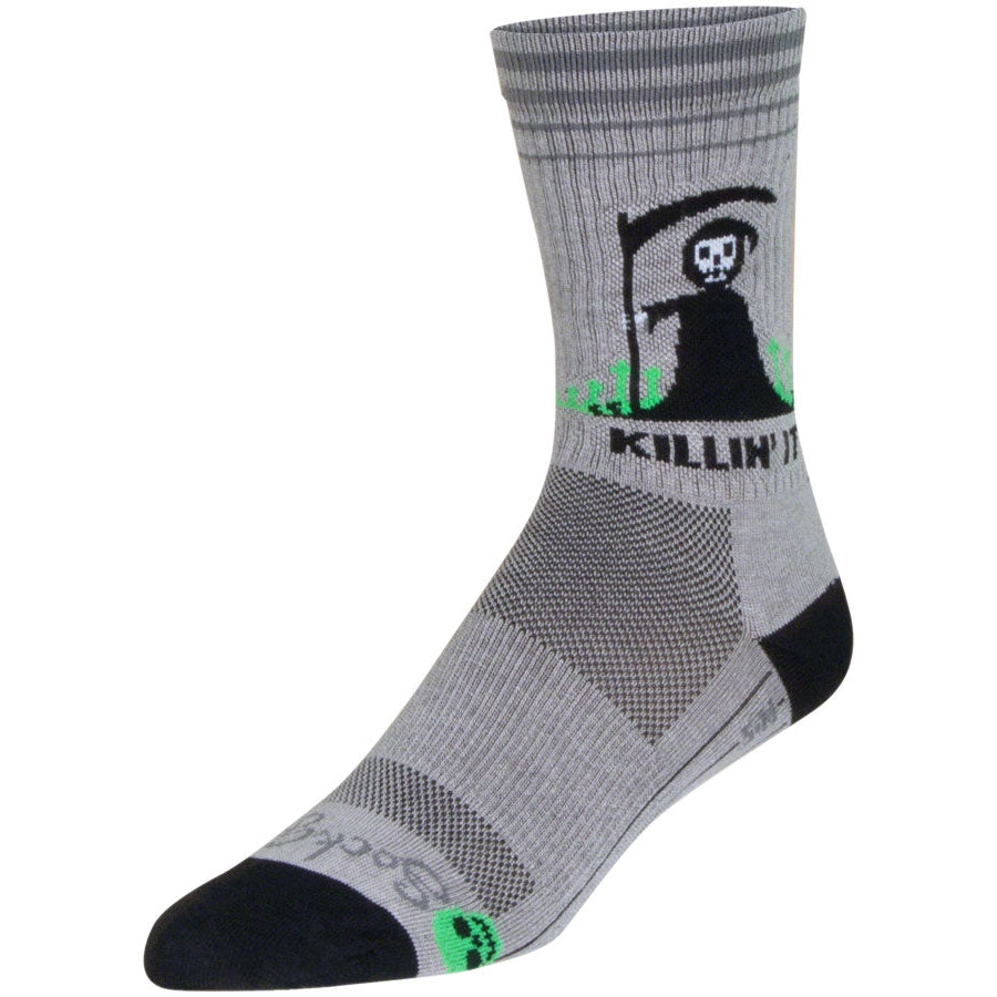 SockGuy Killin' It Crew Bike Socks - Gray - Socks - Bicycle Warehouse