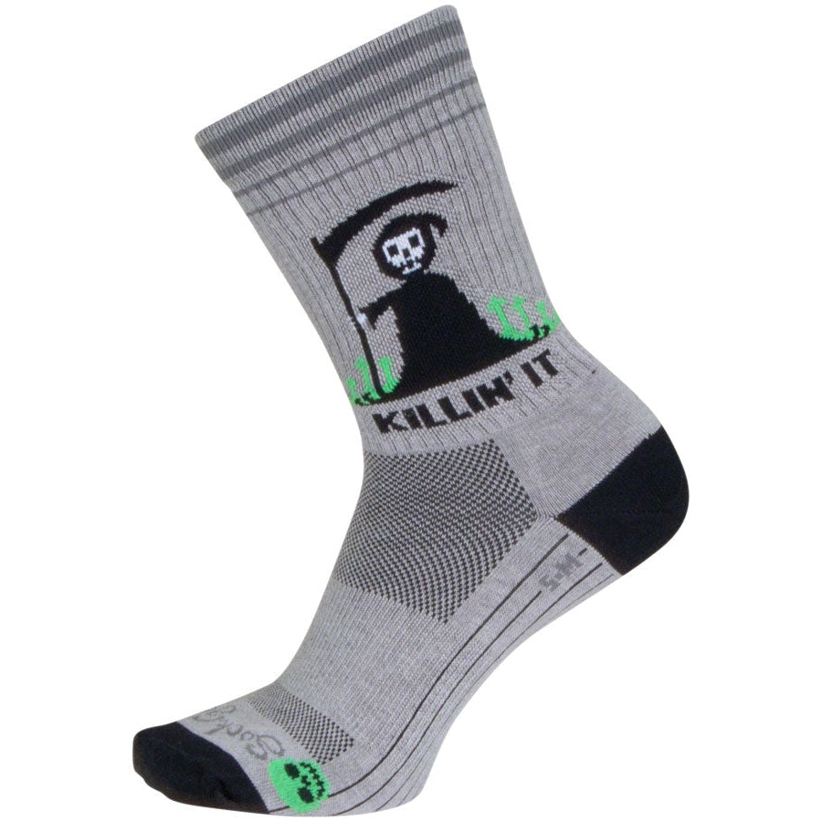 SockGuy Killin' It Crew Bike Socks - Gray - Socks - Bicycle Warehouse