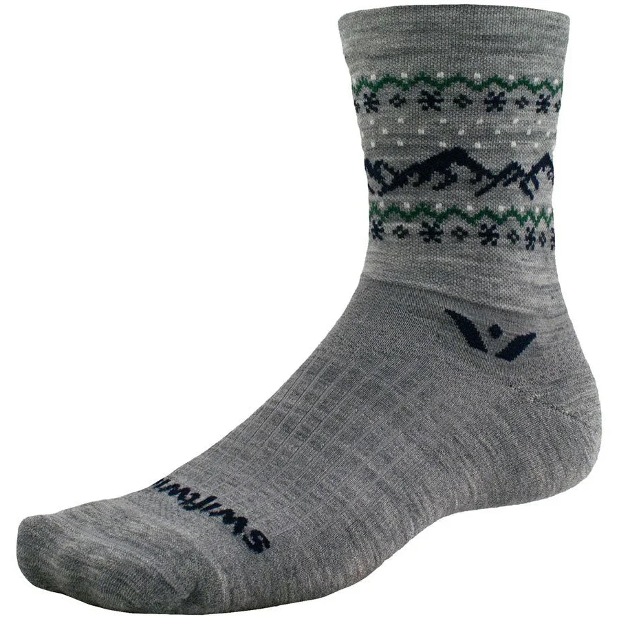 Swiftwick Vision Five Snow Capped Bike Socks - Gray - Socks - Bicycle Warehouse