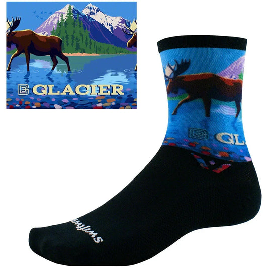 Swiftwick Vision Six Impression National Park Bike Socks - Impression Glacier - Socks - Bicycle Warehouse