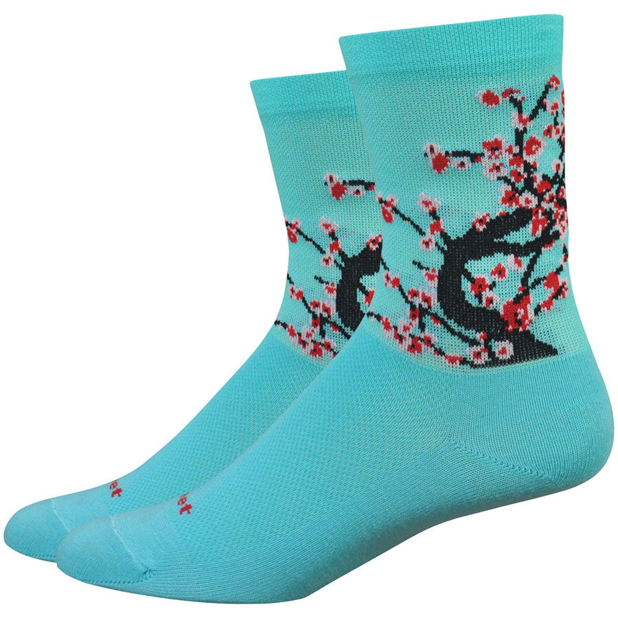 DeFeet Aireator Blossom Women's Bike Socks - Blue - Socks - Bicycle Warehouse