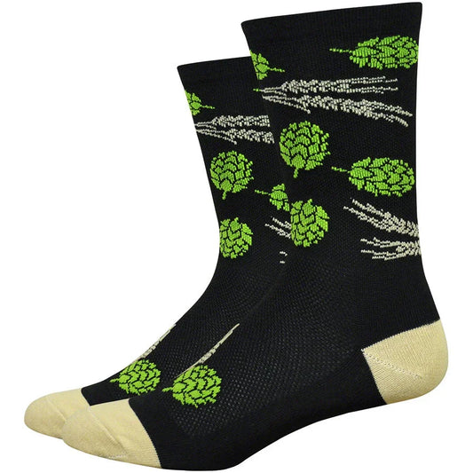 DeFeet Aireator Hops and Barley Bike Socks - Black - Socks - Bicycle Warehouse