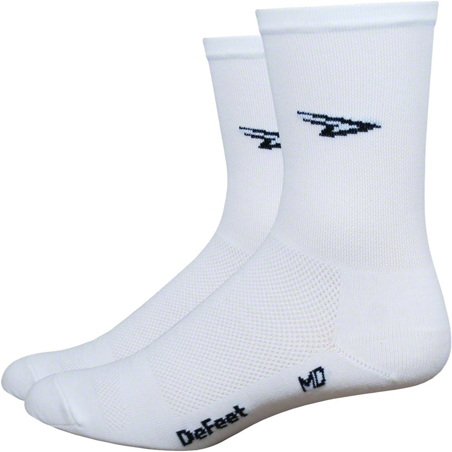 DeFeet Aireator D-Logo Bike Socks - White - Socks - Bicycle Warehouse