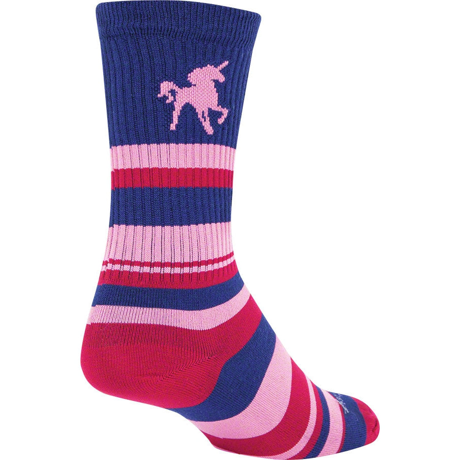 SockGuy Crew Unicorn Bike Socks - Pink/Purple - Socks - Bicycle Warehouse