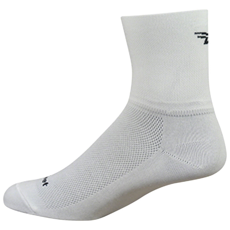 DeFeet Aireator D-Logo Short Bike Socks - White - Socks - Bicycle Warehouse