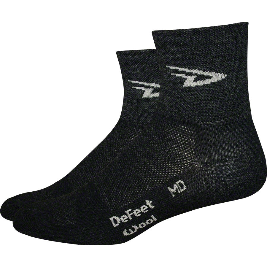 DeFeet Wooleator D-Logo Bike Socks - Black/White - Socks - Bicycle Warehouse