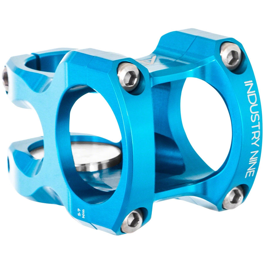 Industry Nine A318 Bike Stem - 31.8mm Clamp, +/-4.4, 1 1/8", Aluminum, Blue - Stems - Bicycle Warehouse