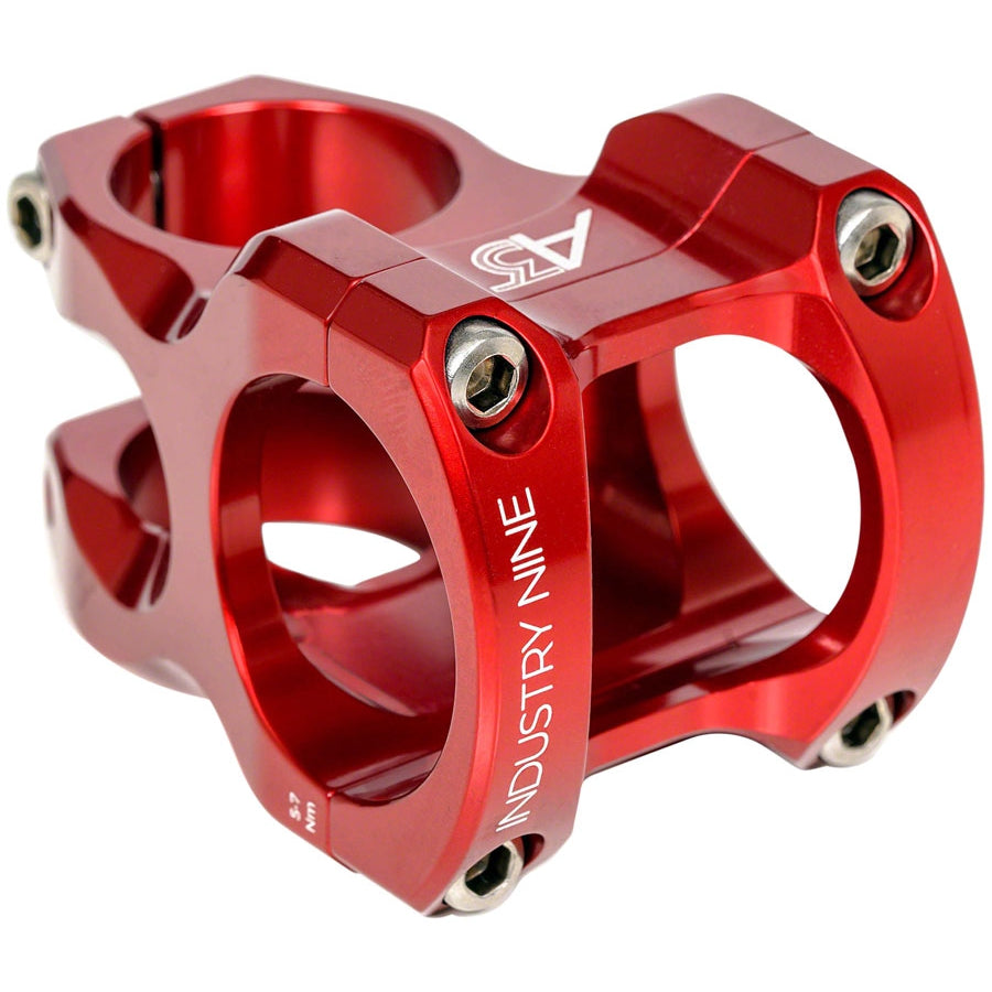 Industry Nine A318 Bike Stem - 31.8mm Clamp, +/-4.4, 1 1/8", Aluminum, Red - Stems - Bicycle Warehouse