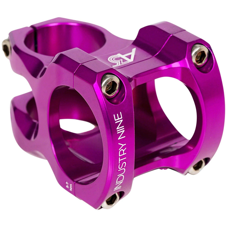 Industry Nine A318 Bike Stem - 31.8mm Clamp, +/-4.4, 1 1/8", Aluminum, Purple - Stems - Bicycle Warehouse