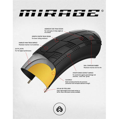 Eclat Mirage BMX Bike Tire - 20 x 2.25, Clincher, Wire, Black, 110tpi - Tires - Bicycle Warehouse