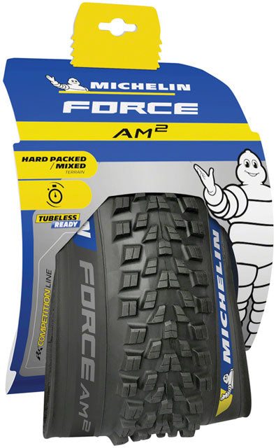 Michelin Force AM2 Mountain Bike Tire - 27.5 x 2.4, Tubeless, Folding, Black, Competition - Tires - Bicycle Warehouse