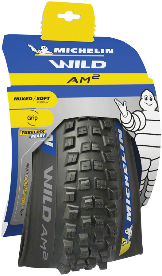 Michelin Wild AM2 Mountain Bike Tire - 27.5 x 2.4, Tubeless, Folding, Black, Competition - Tires - Bicycle Warehouse
