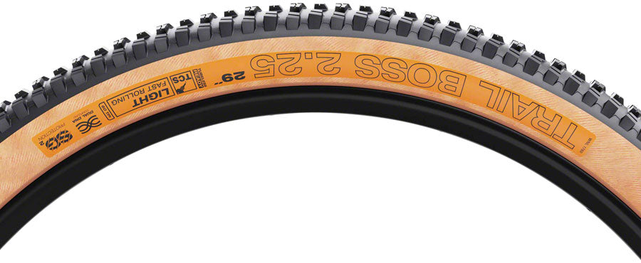 WTB Trail Boss Mountain Bike Tire - 29 x 2.25, TCS Tubeless, Folding, Black/Tan, Light/Fast Rolling, Dual DNA, SG2 - Tires - Bicycle Warehouse