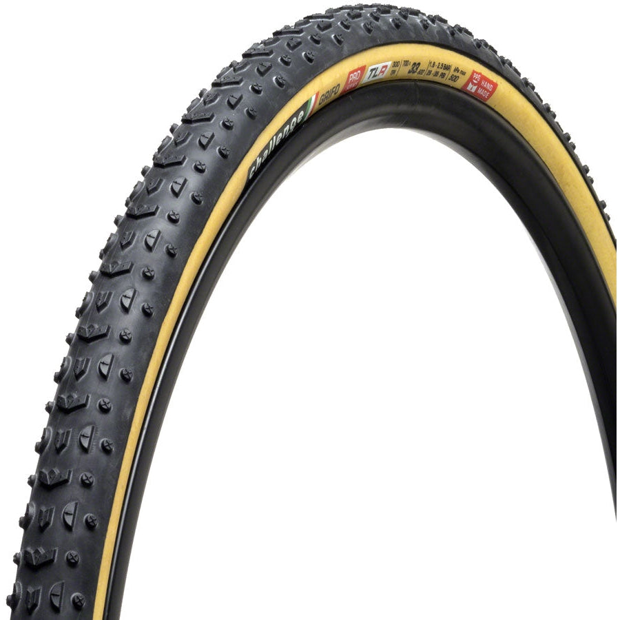 Challenge  Grifo Pro Tire - 700 x 33, Tubeless, Folding, Black/Tan, Handmade