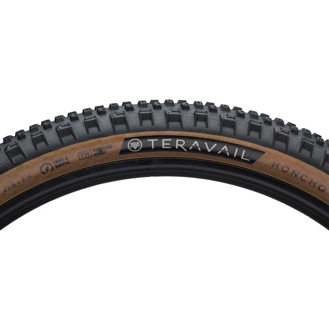 Teravail Honcho Mountain Bike Tire - 27.5 x 2.4, Tubeless, Folding, Tan, Light and Supple, Grip Compound - Tires - Bicycle Warehouse