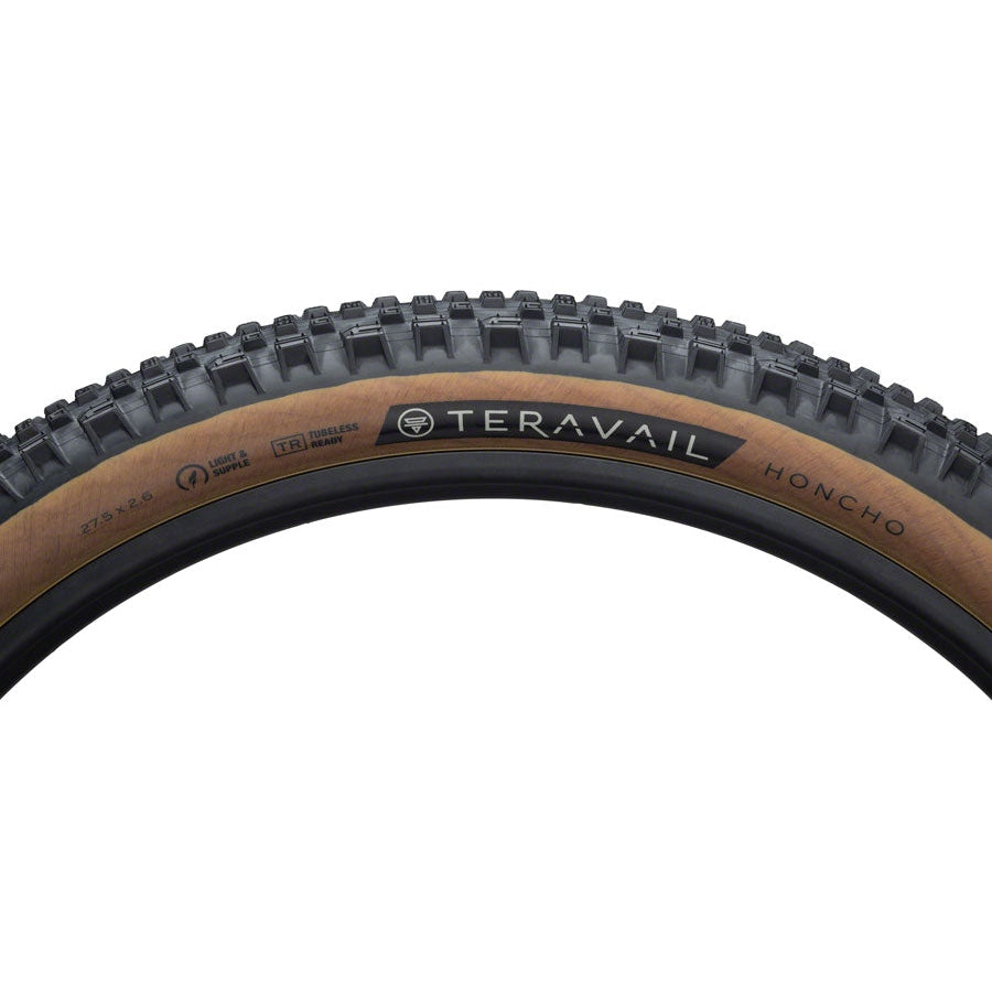 Teravail Honcho Mountain Bike Tire - 27.5 x 2.6, Tubeless, Folding, Tan, Durable, Grip Compound - Tires - Bicycle Warehouse