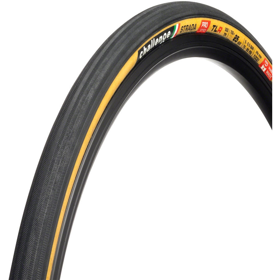 Challenge  Strada Pro Tire - 700 x 27, Tubeless, Folding, Black/Tan, Handmade