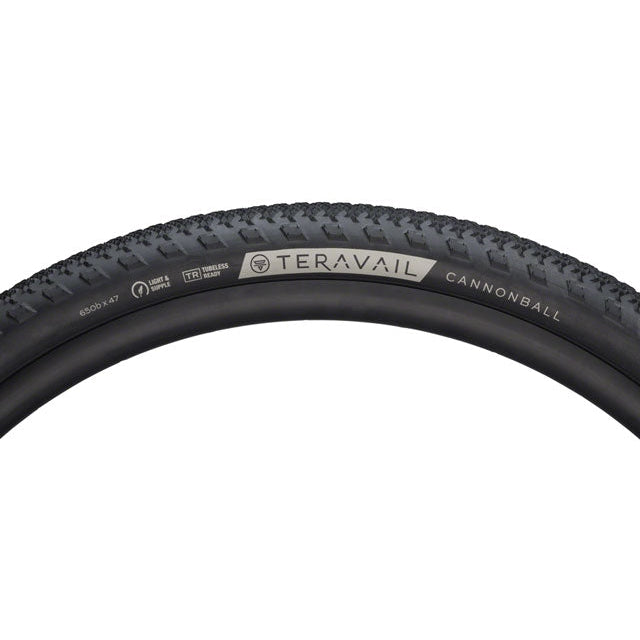 Teravail Cannonball Gravel Bike Tire - 650b x 47, Tubeless, Folding, Black, Light and Supple - Tires - Bicycle Warehouse