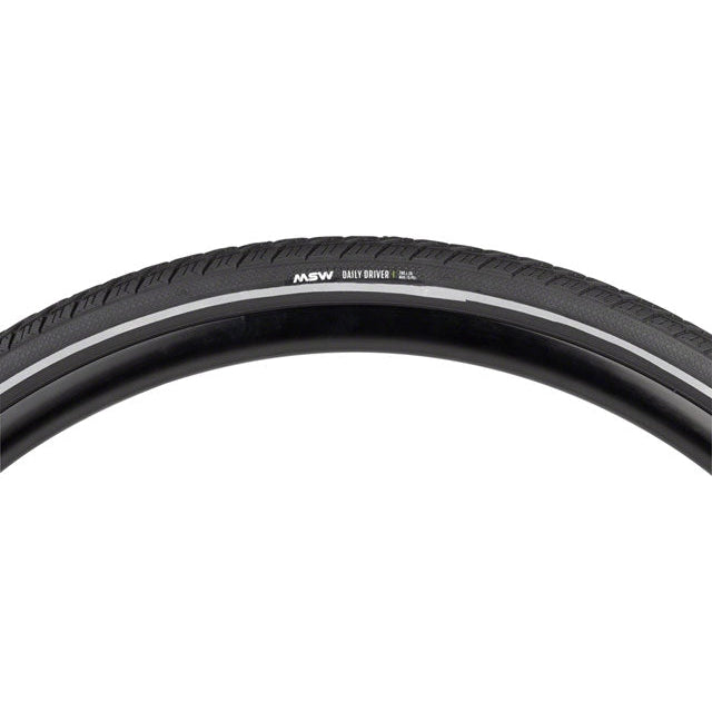 MSW MSW Daily Driver Touring-Hybrid Bike Tire - 700 x 38, Black, Rigid Wire Bead, Reflective Sidewall, 33tpi - Tires - Bicycle Warehouse