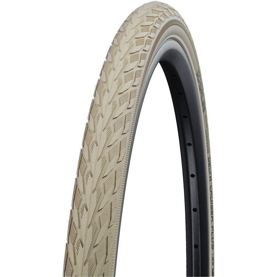 Schwalbe  Delta Cruiser Plus Tire - 700 x 35, Clincher, Wire, Creme/Reflective, PunctureGuard, SBC