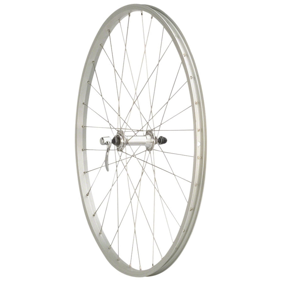 Quality Wheels Single Wall Series Front Wheel - 26", QR x 100mm, Rim Brake, Silver, Clincher - Wheels - Bicycle Warehouse
