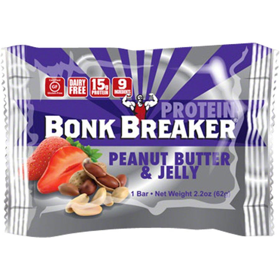Bonk Breaker High Protein Energy Bar: Peanut Butter and Jelly, Box of 12