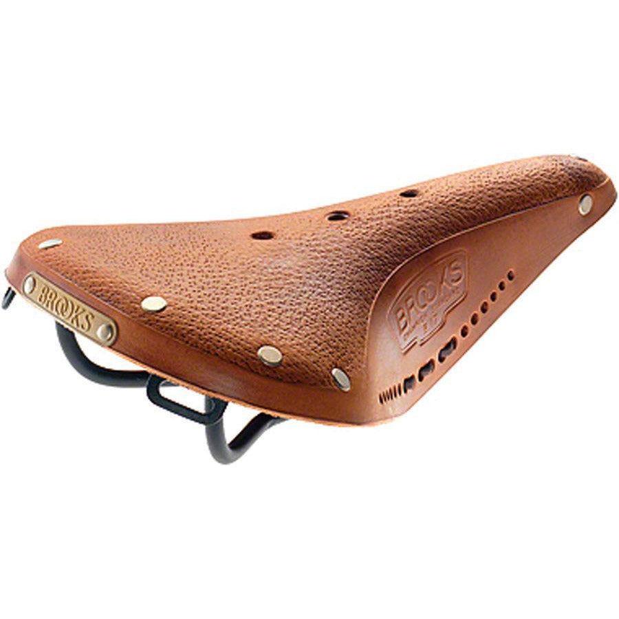 Brooks B17 Pre-Aged Tan Leather Saddle w/laces Black Steel Rails