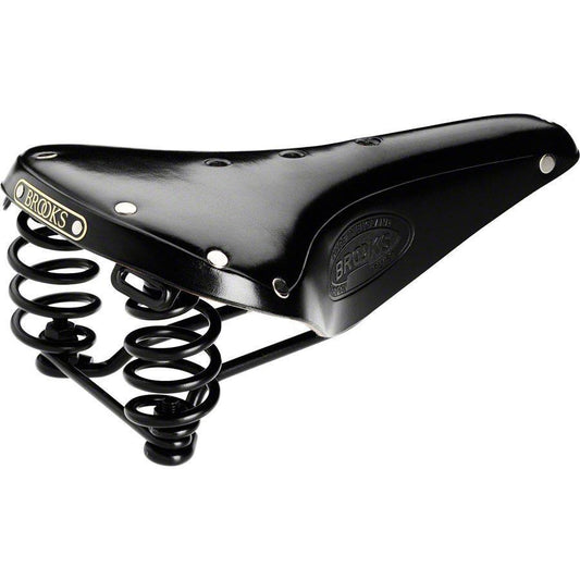 Brooks Flyer Men's Leather Saddle with black steel rails and springs