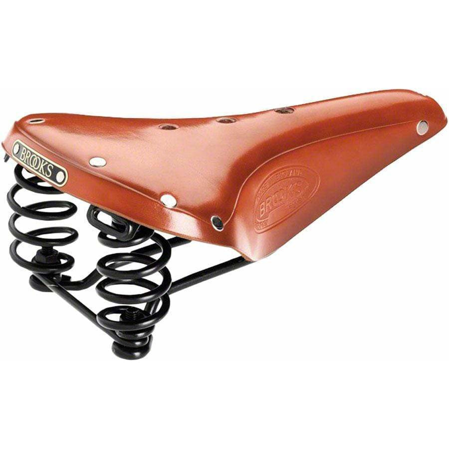 Brooks Flyer Men's Leather Saddle with black steel rails and springs