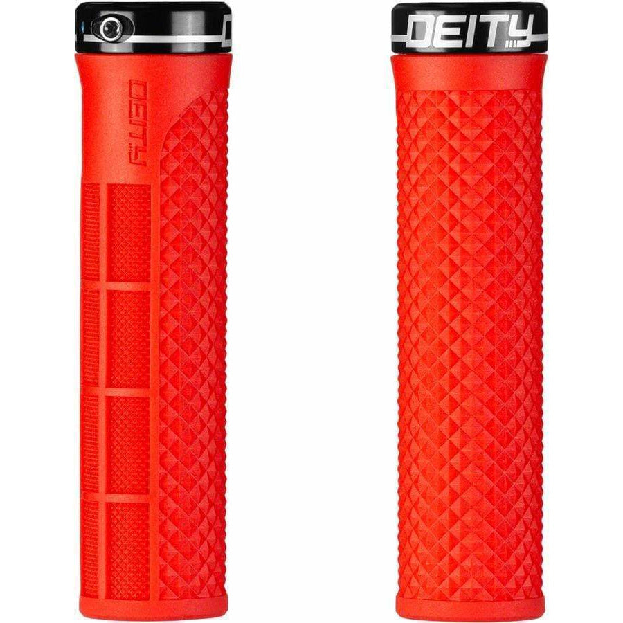 Deity Components Lockjaw Bike Handlebar Grips - Red, Lock-On