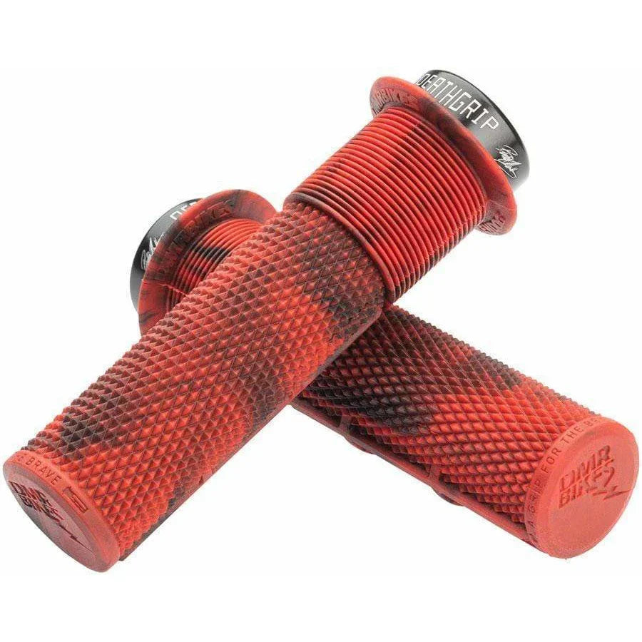DMR Deathgrip Bike Handlebar Grips Marble Red Lock On Flange dmr-deathgrip-bike-handlebar-grips-marble-red-lock-on-flange