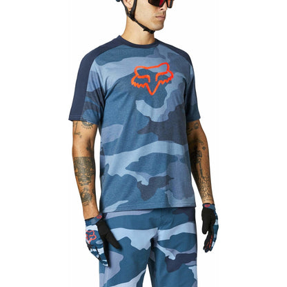 Fox Ranger Dri Release Short Sleeve Mountain Bike Jersey - Blue Camo