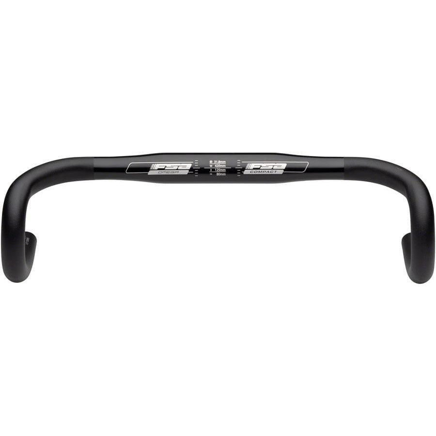 FSA (Full Speed Ahead) Omega Compact Drop Handlebar - Aluminum, 31.8mm, 38cm, Black