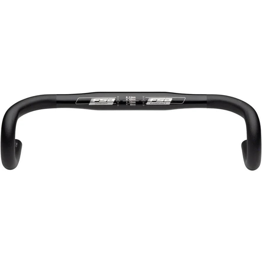 FSA (Full Speed Ahead) Omega Compact Drop Handlebar - Aluminum, 31.8mm, 40cm, Black