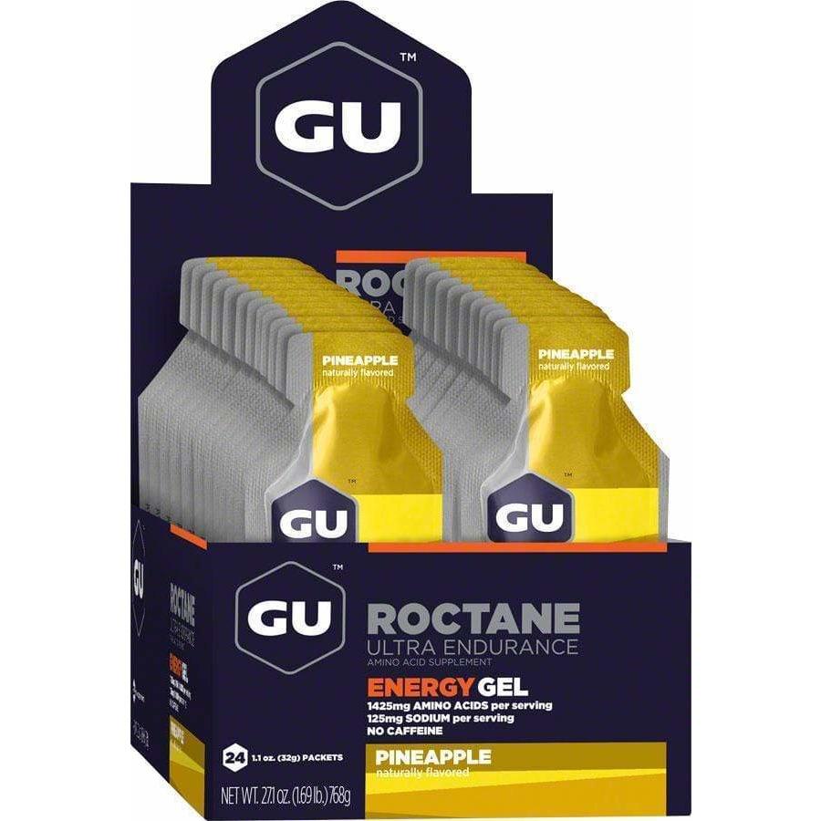 GU Roctane Energy Gel: Pineapple, Caffeine Free, Box of 24